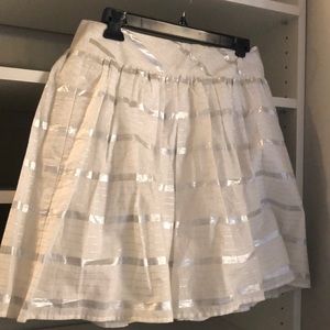 Loft petite white/silver skirt